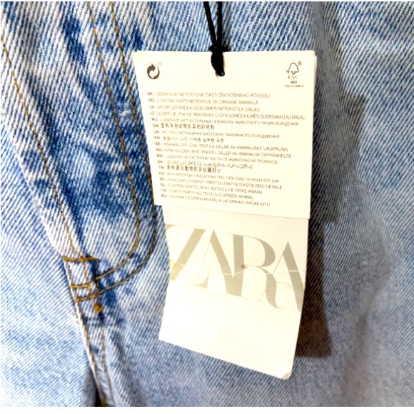 ZARA High RISE Cropped Straight Fit Raw Hem 5-Pocket Women’s Jeans Sz 40 (US 8) - Picture 8 of 11